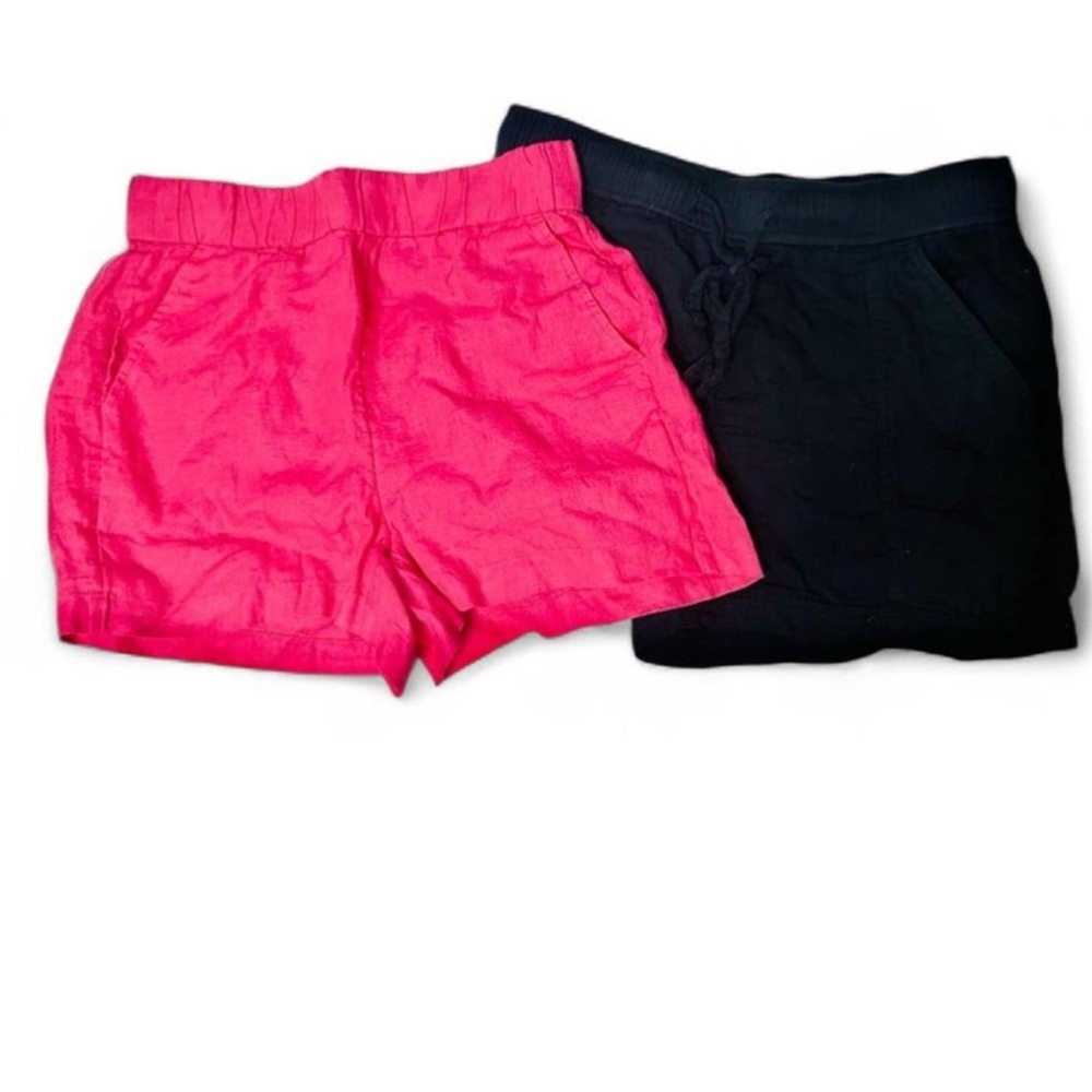 LOFT and J Crew Pink and Black Women's Linen Cargo Short Bundle
